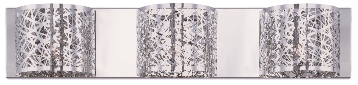 E21316-10pc Inca 3 Light Polished Chrome Bath Light Wall Light In Clear & White, 4.25 In., Without Bulb - 24 In.