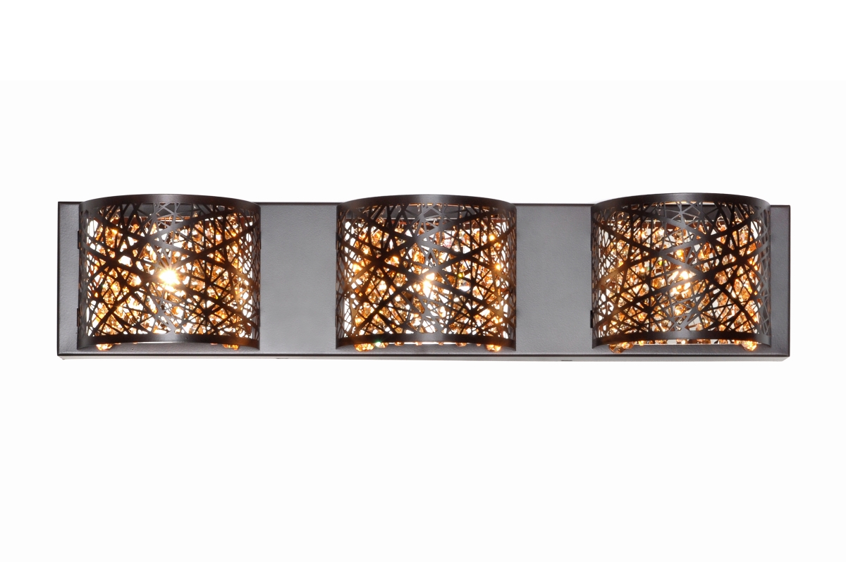 E21316-10bz Inca 3 Light Bronze Bath Light Wall Light In Clear & White, 4.25 In., Without Bulb - 24 In.