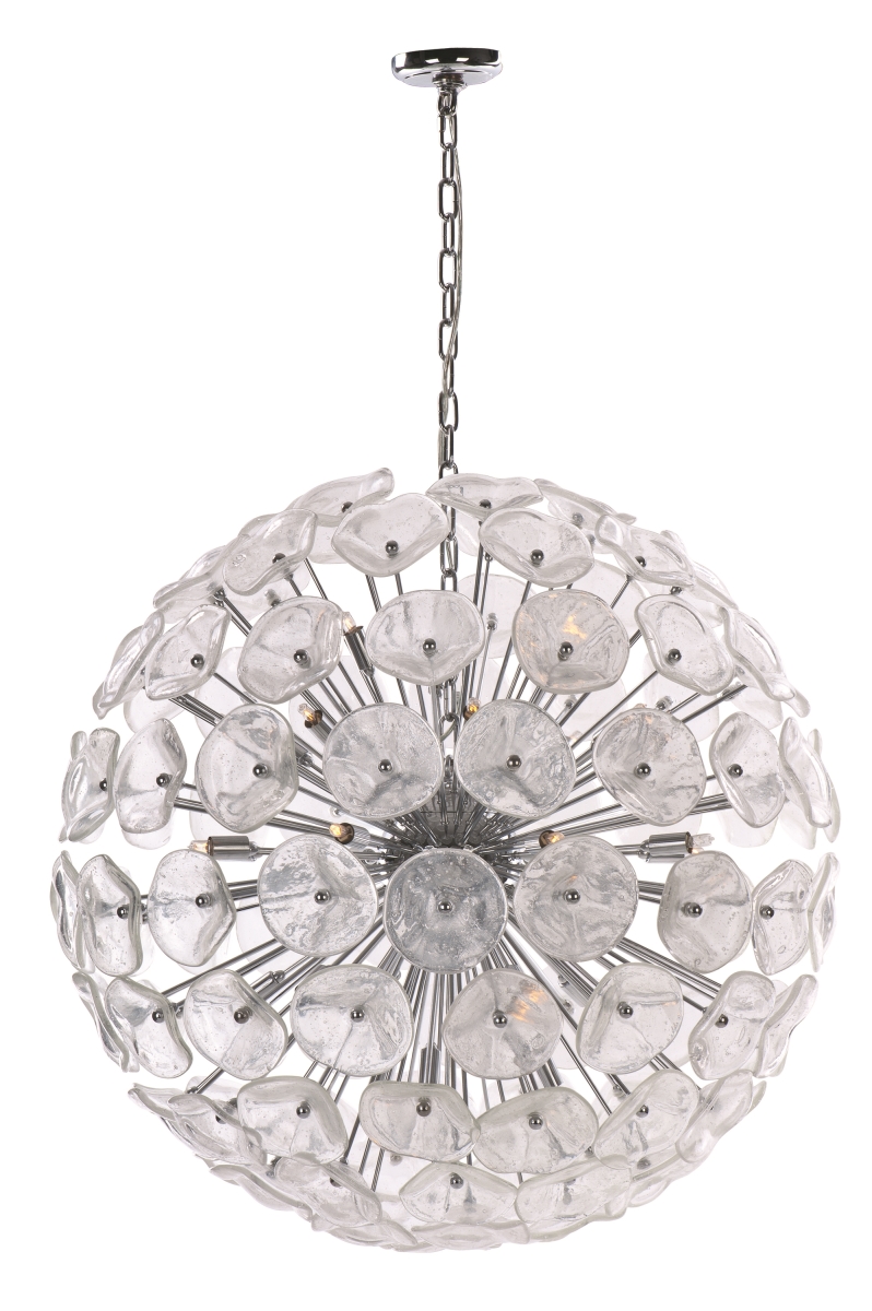 Fiori 28 Light Polished Chrome Single Pendant Ceiling Light In Clear Murano - 32 In.