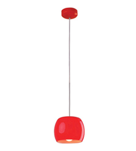 Caps 1 Light Polished Chrome Mini Pendant Ceiling Light In Red - 8 In.