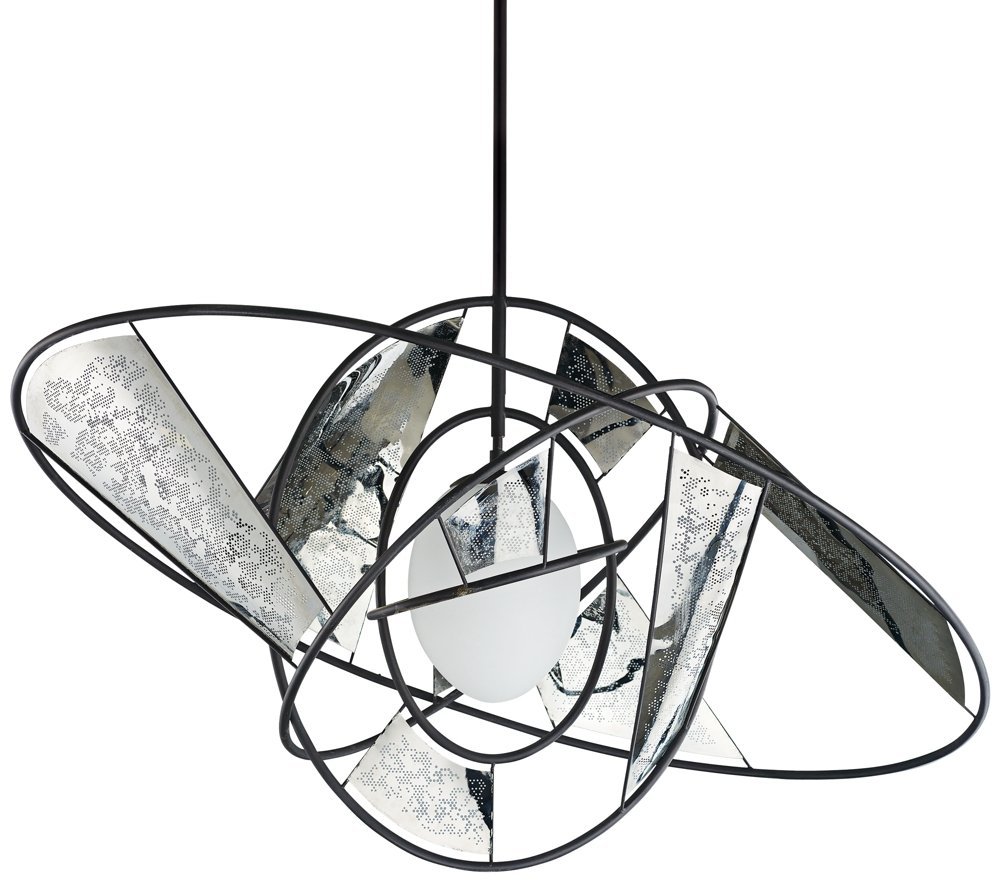 Astro Led 18 In. Black And Stainless Steel Single Pendant Ceiling Light
