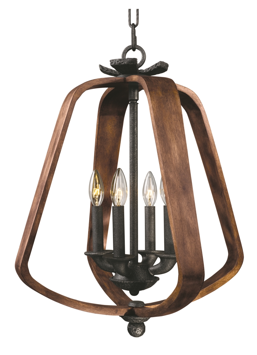 20923bwio 23 In. Road House 4 Light Chandelier - Barn Wood & Iron Ore