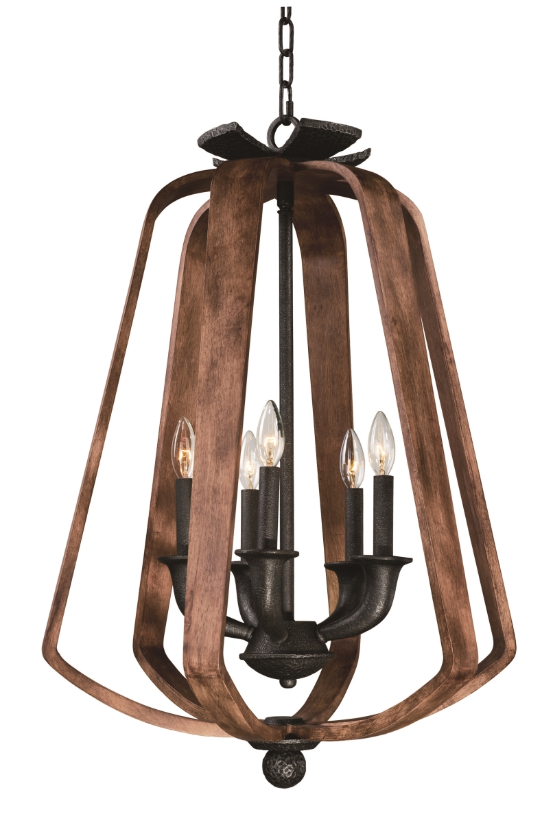 20925bwio 31.5 In. Road House 5 Light Chandelier - Barn Wood & Iron Ore