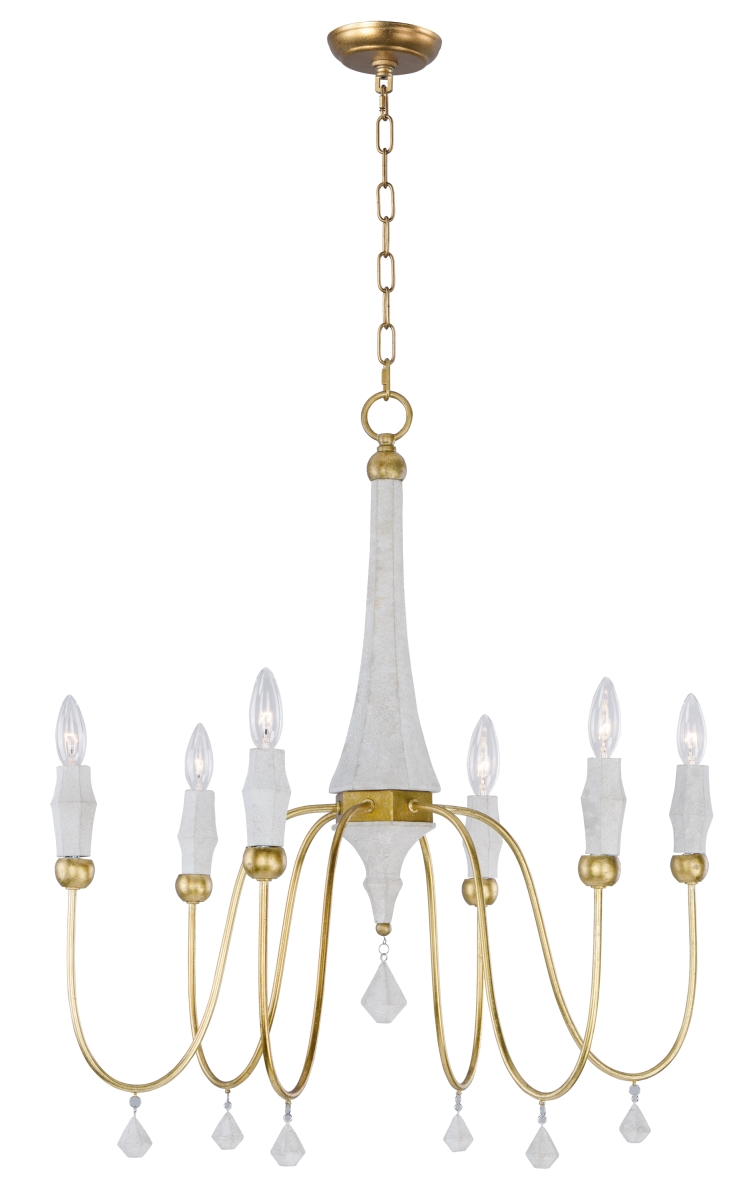 Claymore 6-light Chandelier, Claystone & Gold Leaf