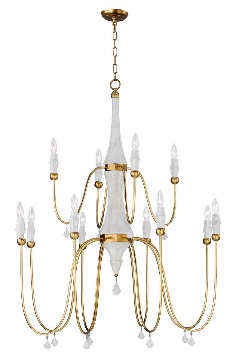 22438cstgl Claymore 12-light Chandelier, Claystone & Gold Leaf
