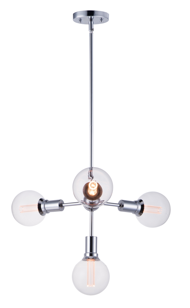 11344pc-bul-g40-cl 24 In. Molecule Four-light Pendant Ceiling With G40 Cl Led Bulb, Polished Chrome