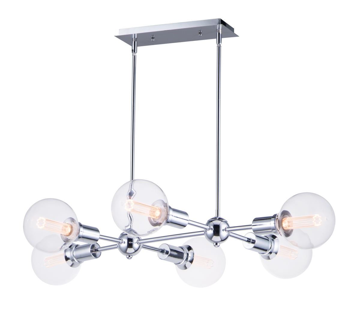 11346pc-bul-g40-cl 35 In. Molecule Six-light Pendant Ceiling With G40 Cl Led Bulb, Polished Chrome
