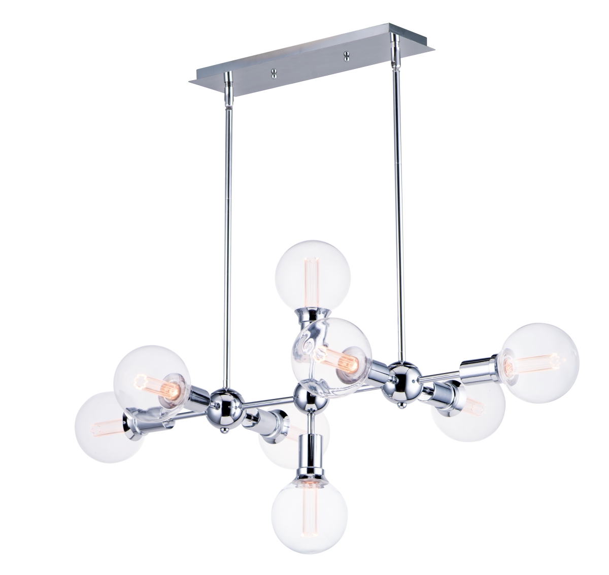 11348pc-bul-g40-cl 39 In. Molecule Eight-light Pendant Ceiling With G40 Cl Led Bulb, Polished Chrome