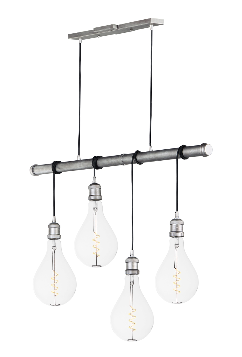 12135wz-bul-a50 16 In. Early Electric Four-light Pendant With A50 Led Bulb, Weathered Zinc