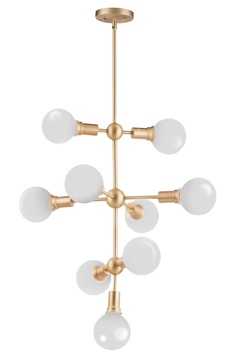 11349sbr 27 In. Molecule Nine-light Entry Foyer Pendant Ceiling Light, Satin Brass