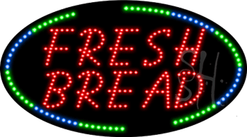 Blue & Green Border Red Fresh Bread Animated Led Sign, 15 X 27 X 1 In.
