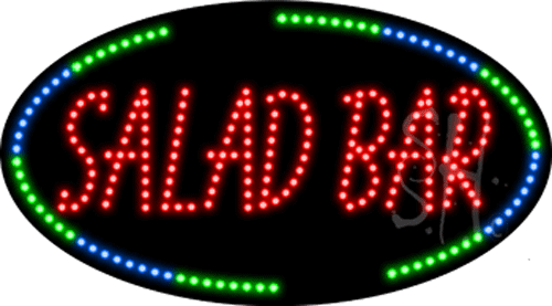 Green & Blue Border Red Salad Bar Animated Led Sign - 15 X 27 X 1 In.