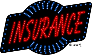 Blue & White Border Red Insurance Animated Led Sign - 18 X 30 X 1 In.