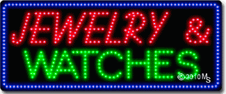 Blue Border Red, Green Jewelry & Watches Animated Led Sign - 13 X 32 X 1 In.