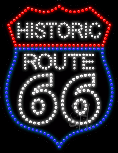 Blue & Red Border White Historic Route 66 Animated Led Sign - 24 X 35 X 1 In.