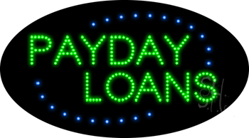 Blue Border & Green Payday Loans Animated Led Sign - 15 X 27 X 1 In.