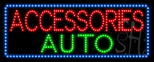 Blue Border Red & Green Accessories Auto Animated Led Sign - 13 X 32 X 1 In.