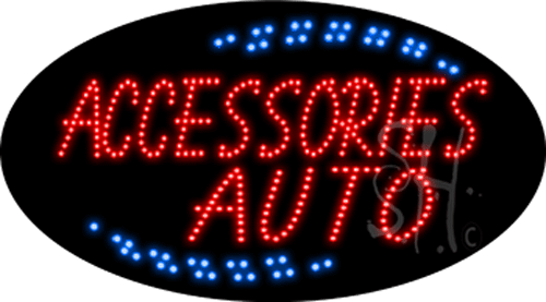 Blue Border Red Accessories Auto Animated Led Sign - 15 X 27 X 1 In.