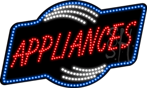 Blue & White Border Red Appliances Animated Led Sign - 18 X 30 X 1 In.
