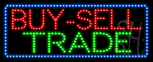 Blue Border Red & Green Buy-sell Trade Animated Led Sign - 13 X 32 X 1 In.