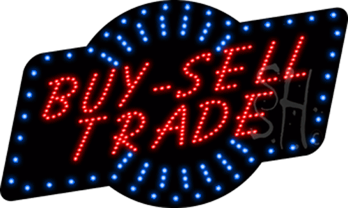 Blue & White Border Red Buy-sell Trade Animated Led Sign - 18 X 30 X 1 In.