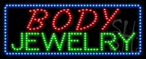 Blue Border Red & Green Body Jewelry Animated Led Sign - 13 X 32 X 1 In.