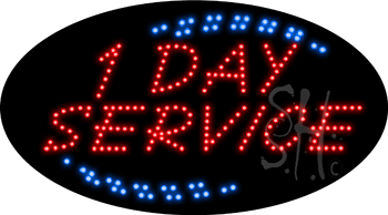 Blue & White Border Red 1 Day Service Animated Led Sign - 15 X 27 X 1 In.