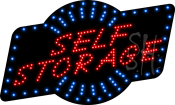 Blue & White Border Red Self Storage Animated Led Sign - 18 X 30 X 1 In.