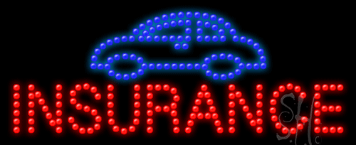 Red & Blue Auto Insurance Logo Animated Led Sign - 11 X 27 X 1 In.