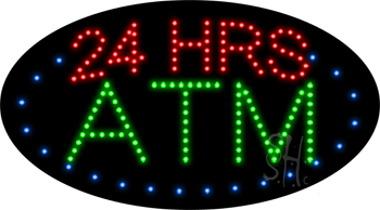 Blue Border Red & Green 24 Hrs Atm Animated Led Sign - 15 X 27 X 1 In.