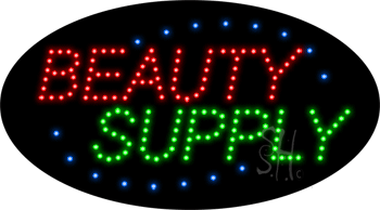 Blue Border Red & Green Beauty Supply Animated Led Sign - 15 X 27 X 1 In.