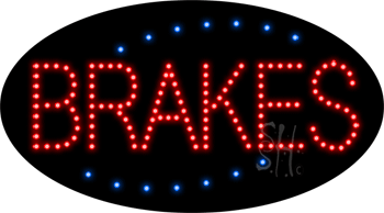 Blue Border Red Brakes Animated Led Sign - 15 X 27 X 1 In.