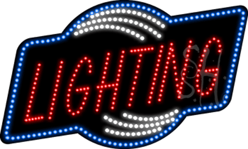 Blue & White Border Red Lighting Animated Led Sign - 18 X 30 X 1 In.
