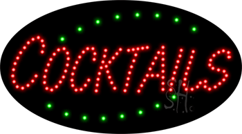 Green & Red Cocktails Animated Led Sign - 15 X 27 X 1 In.