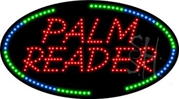 Blue & Green Border Red Palm Reader Animated Led Sign - 15 X 27 X 1 In.