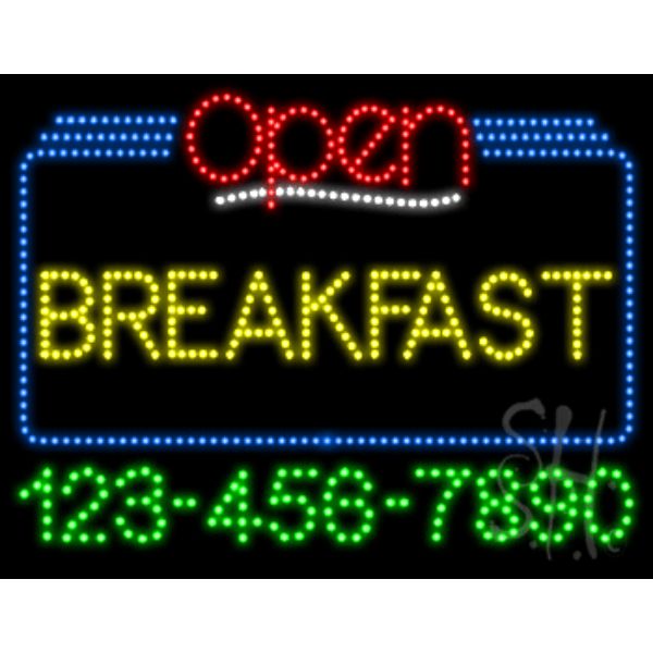 UPC 724086497348 product image for L100-6944 Breakfast Open with Phone Number Animated LED Sign 24" Tall x 31& | upcitemdb.com