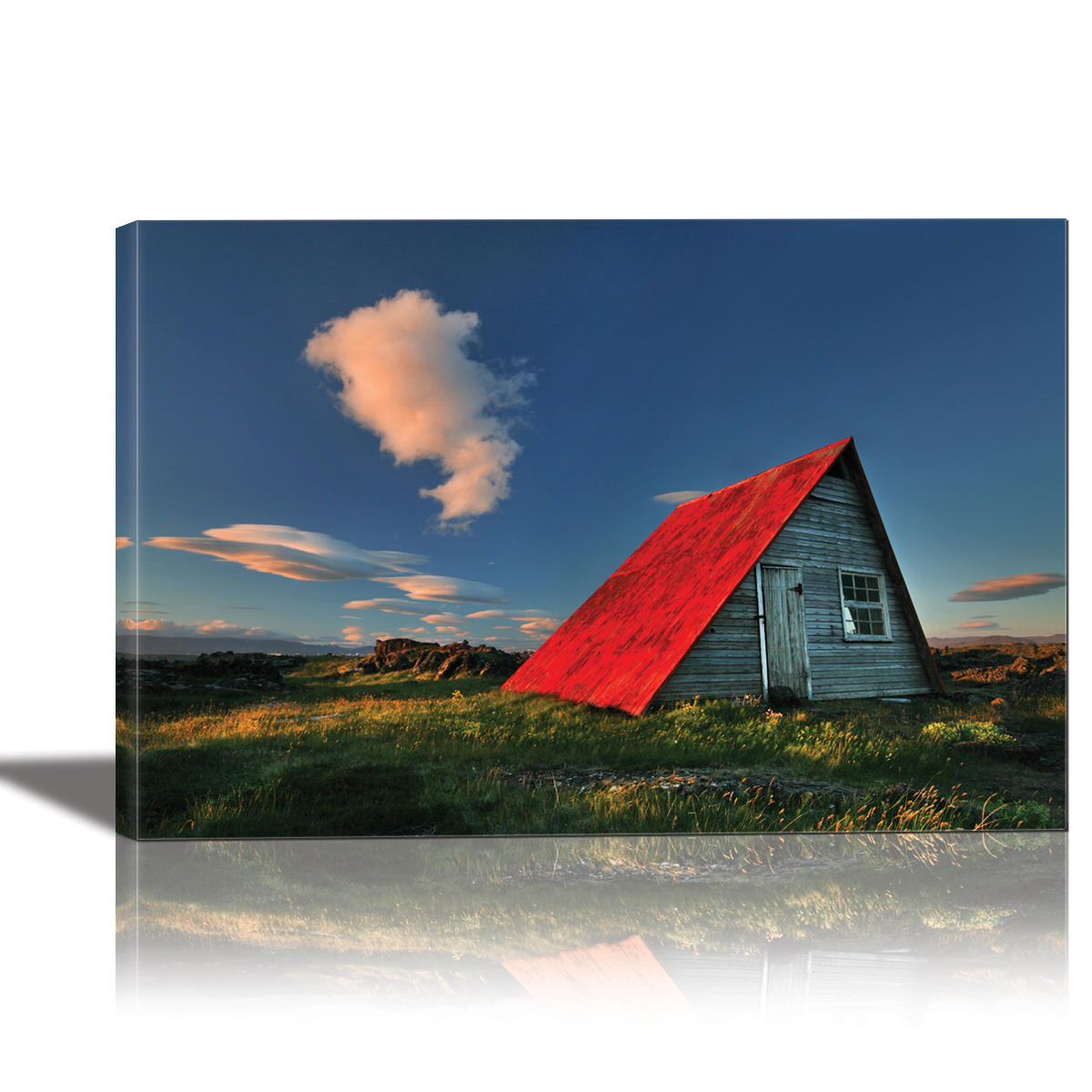 1751-93887 24 X 36 In. The Red Roof Painting Artwork For Home Decor Framed Canvas Wall Art - Multi Color