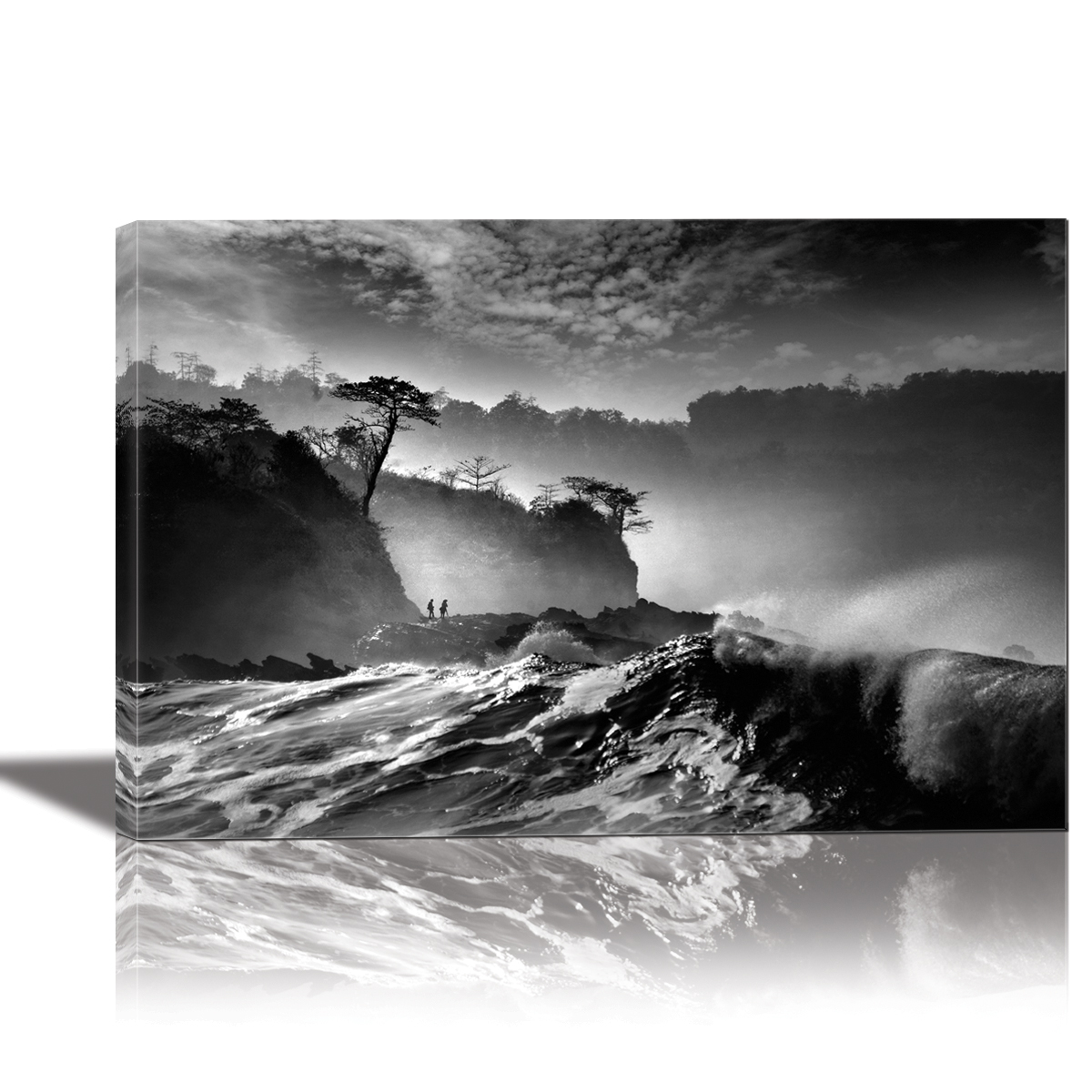 1751-93733 24 X 36 In. Waves Present That Morning Painting Artwork For Home Decor Framed Canvas Wall Art - Multi Color