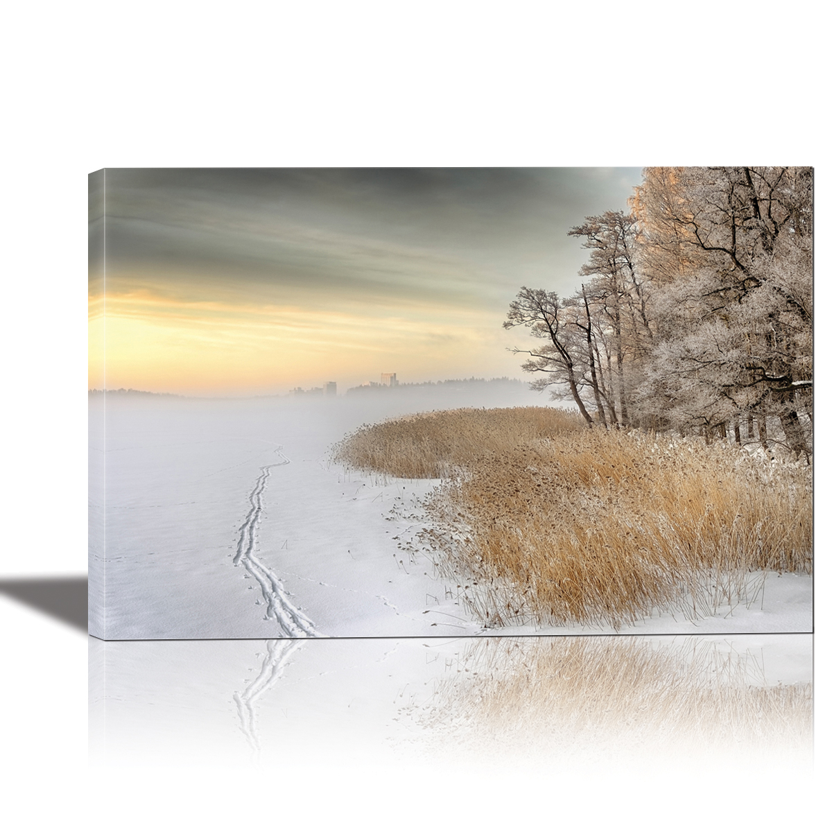1751-94081 24 X 36 In. Misty Winter Morning Painting Artwork For Home Decor Framed Canvas Wall Art - Multi Color