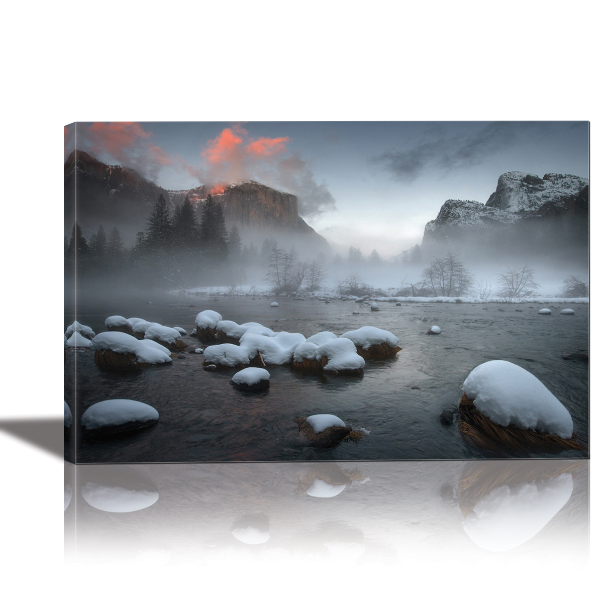 1751-94198 24 X 36 In. Yosemite Valley At Sunset Painting Artwork For Home Decor Framed Canvas Wall Art - Multi Color