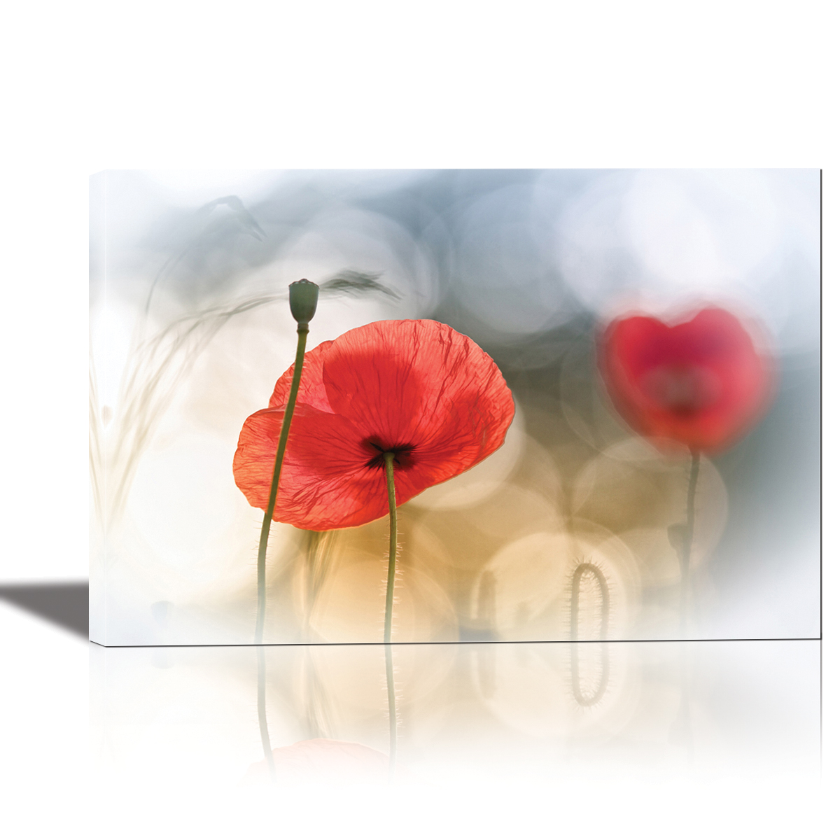1751-94204 24 X 36 In. Morning Poppies Painting Artwork For Home Decor Framed Canvas Wall Art - Multi Color