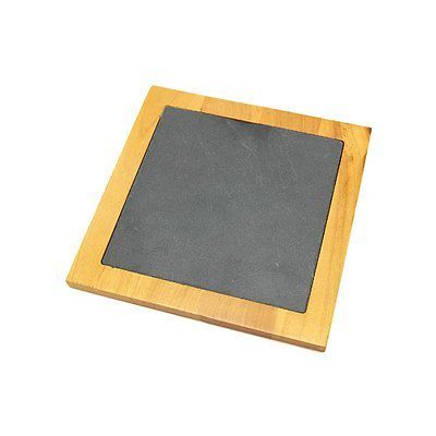 73464 7.5 X 7.5 In. Pine Wood Square With Slate Insert Trivet