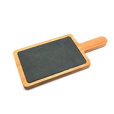 73466 13.37 X 6.5 In. Pine Wood With Slate Insert Paddle Cheese Board