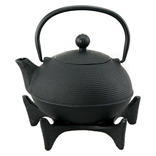 73485 30 Oz Kyusu Cast Iron Tea Pot & Trivet Set - Black, 2 Piece