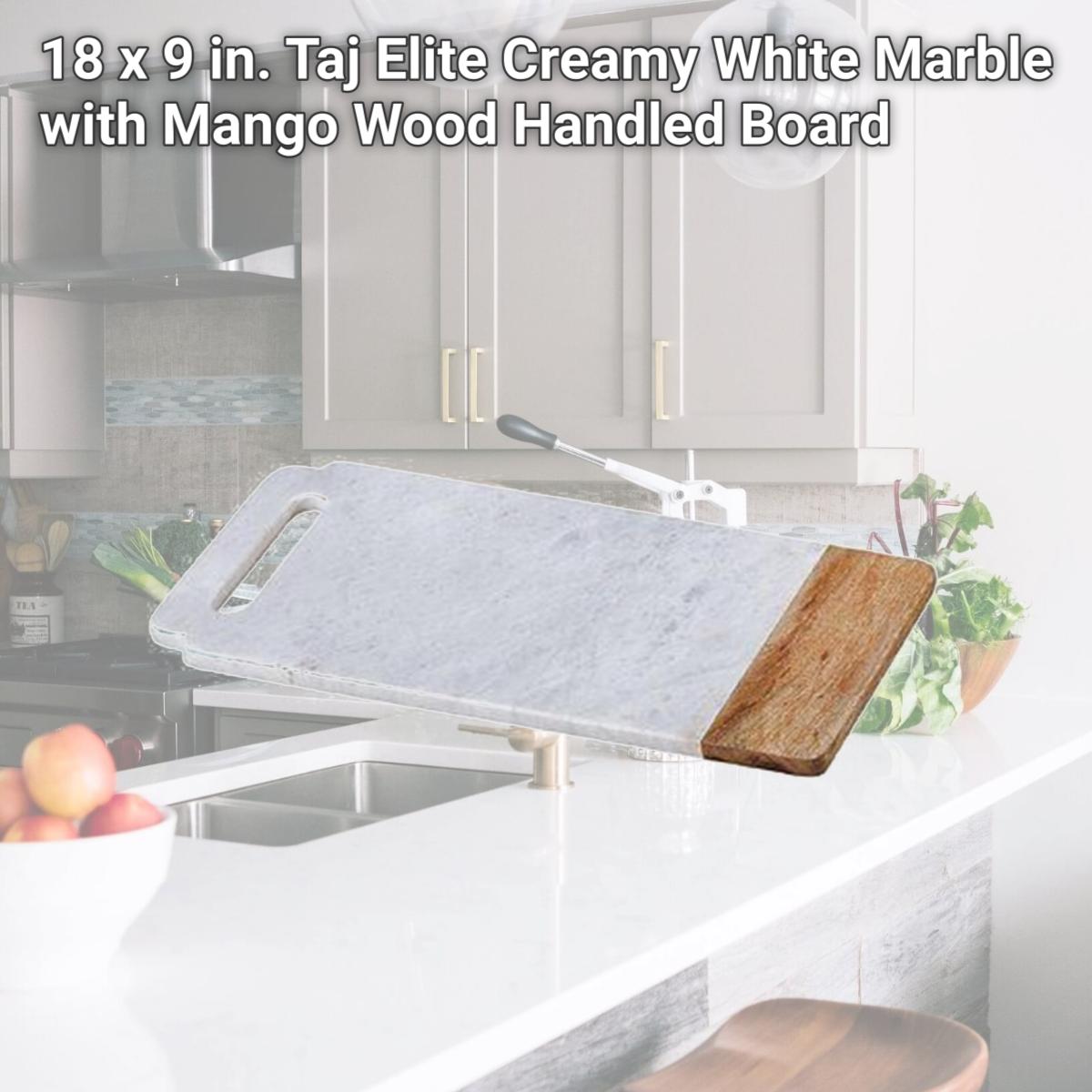 Picture of Creative Home 74805 18 x 9 in. Taj Elite Creamy White Marble with Mango Wood Handled Board