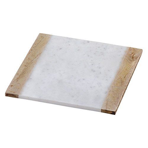 74808 12 X 12 In. Taj Elite Creamy White Marble With Mango Wood Board