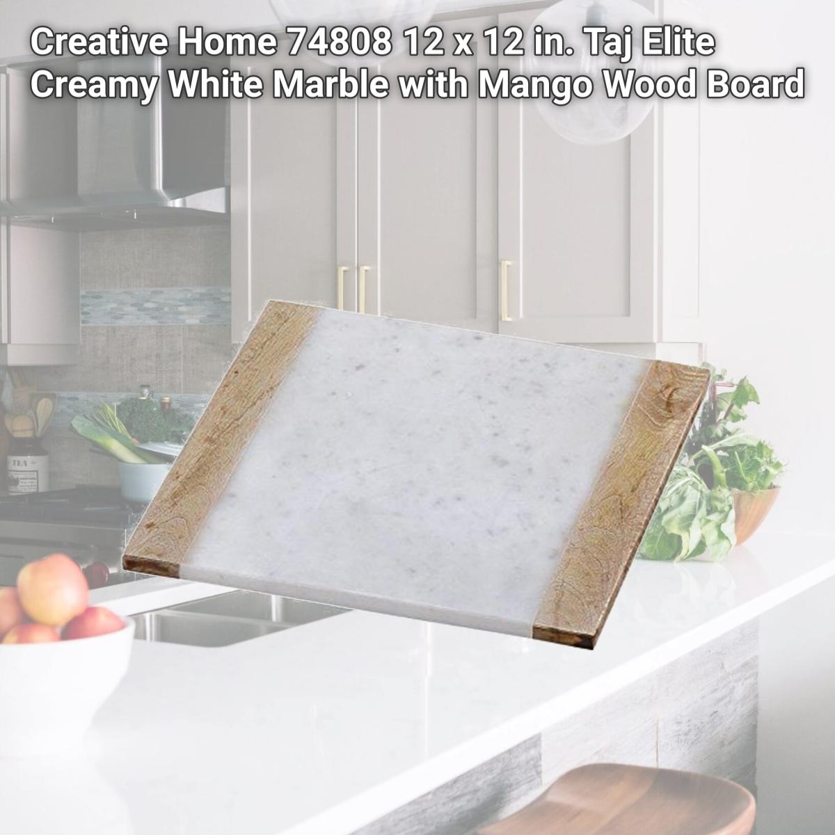 Picture of Creative Home 74808 12 x 12 in. Taj Elite Creamy White Marble with Mango Wood Board