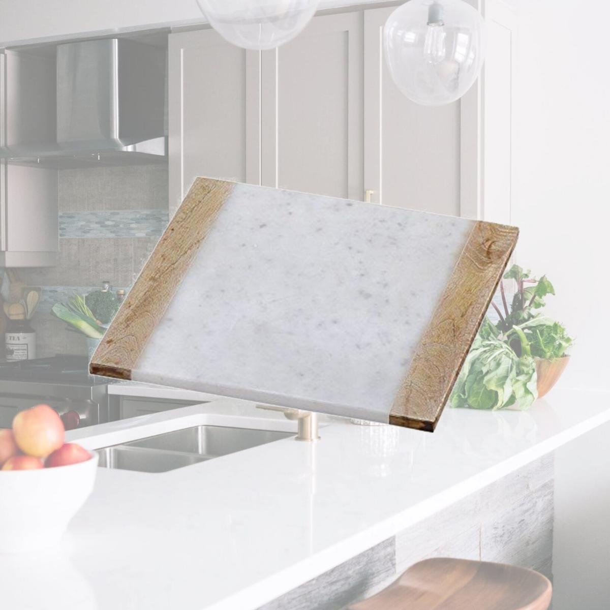 Picture of Creative Home 74808 12 x 12 in. Taj Elite Creamy White Marble with Mango Wood Board