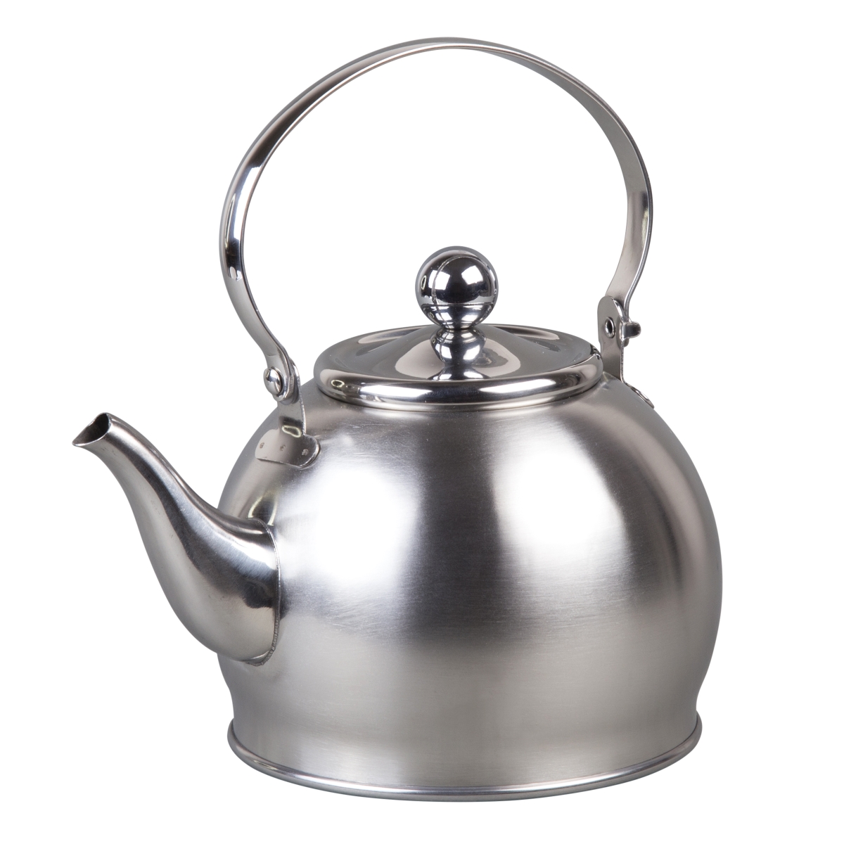 72258 1 Qt. Royal Stainless Steel Tea Kettle With Removable Infuser Basket & Folding Handle