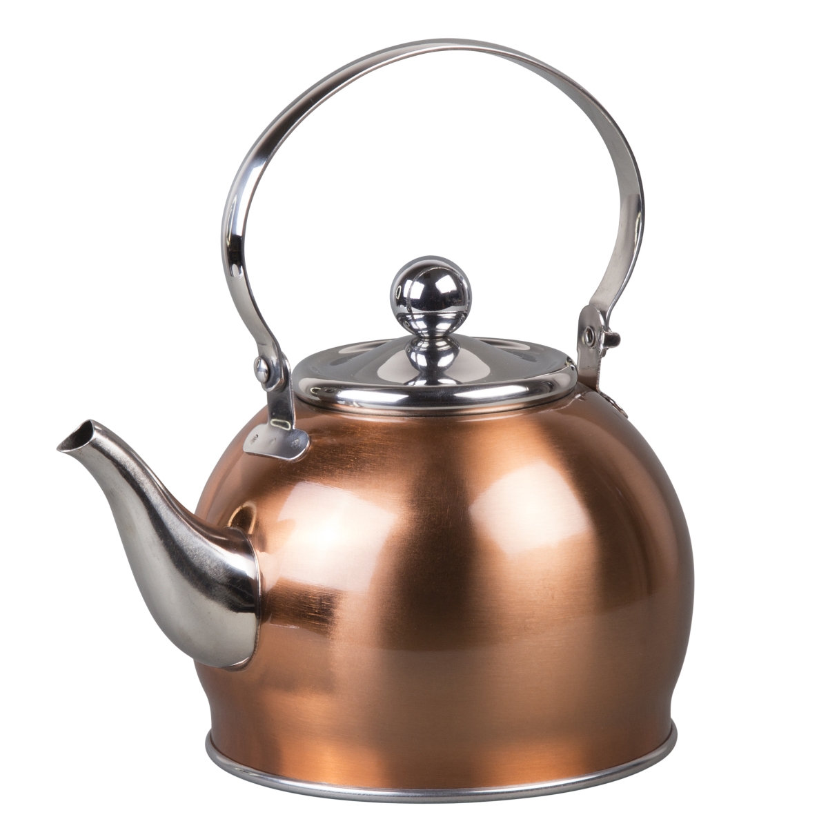 1 qt. Royal Stainless Steel Tea Kettle with Removable Infuser Basket & Folding Handle - Cooper